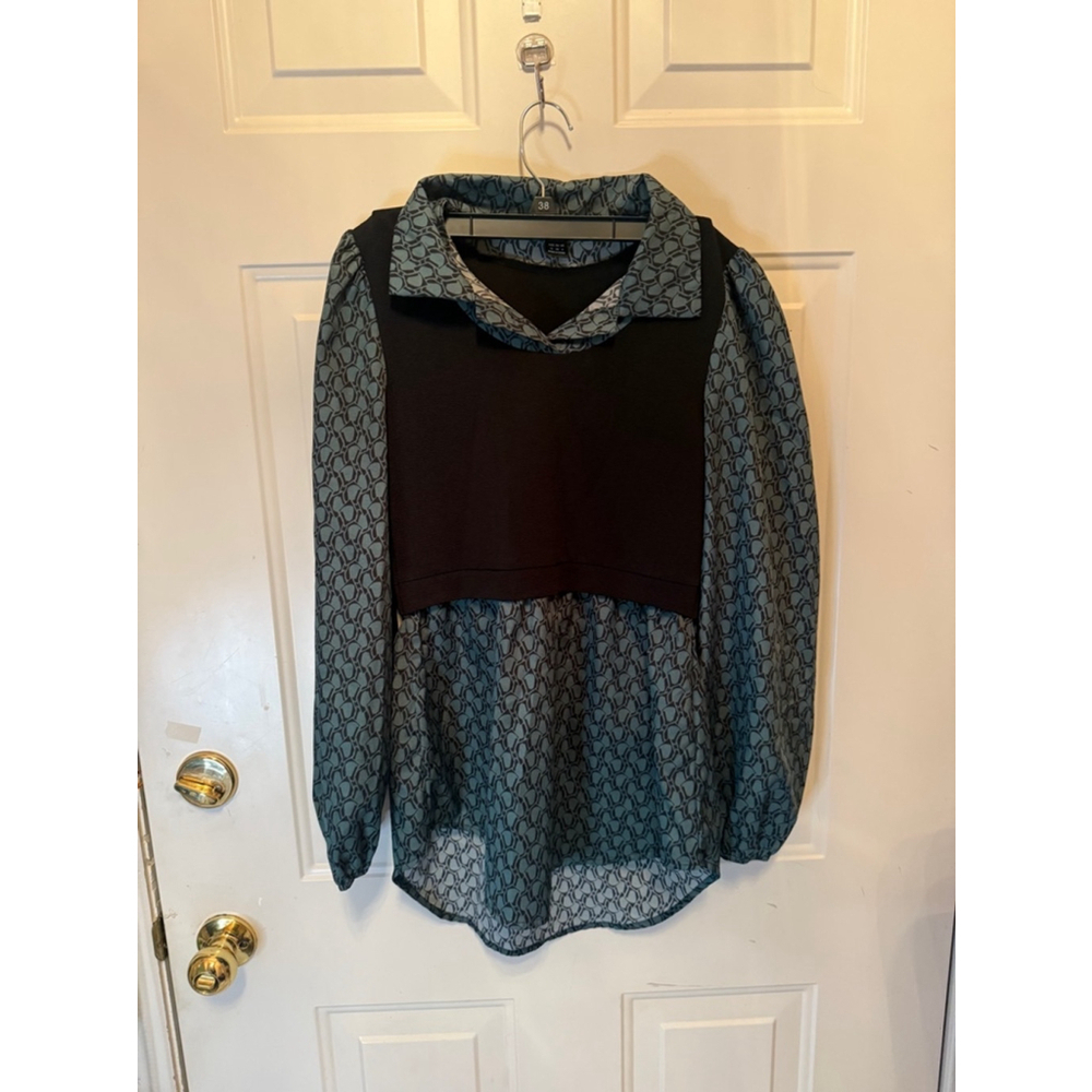 Women's Blouse, M, Teal & Black